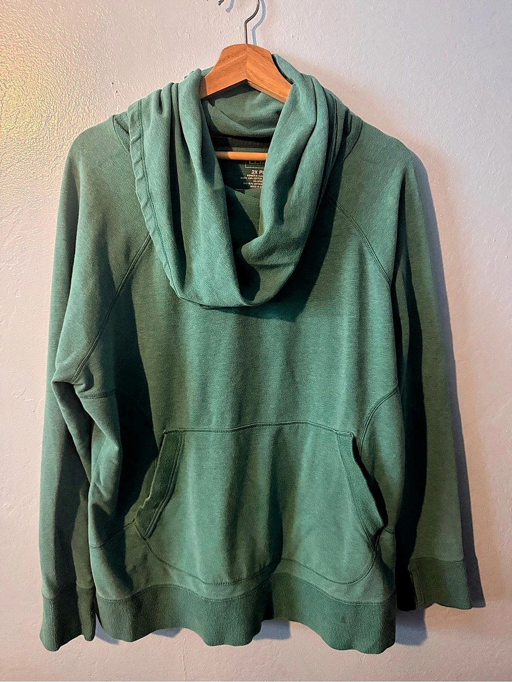 L.L.Bean Women's Cowl Neck Hoodie Teal Size 2X